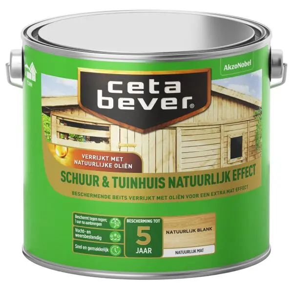 Cetabever Schuur & Tuinhuis Natuurlijk Effect, Blank - 2,5 L 3 Cetabever Schuur & Tuinhuis Natuurlijk Effect, Blank - 2,5 L