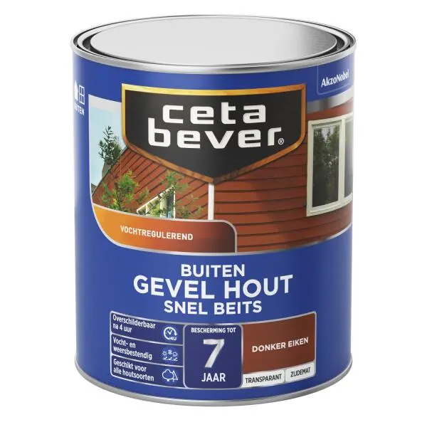 Cetabever Snelbeits Gevel Hout Transparant, Donker Eiken - 750 Ml