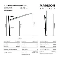 Madison Parasol Sun Wave 270 × 150 Cm - Beige -winkel in tuinmeubelen madison parasol sun wave beige 1612870976 2 600