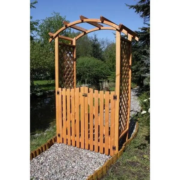 Houten Rozenboog Met Deurtjes 130 × 70 × 206 Cm 4 Houten Rozenboog Met Deurtjes 130 × 70 × 206 Cm - Afbeelding 2