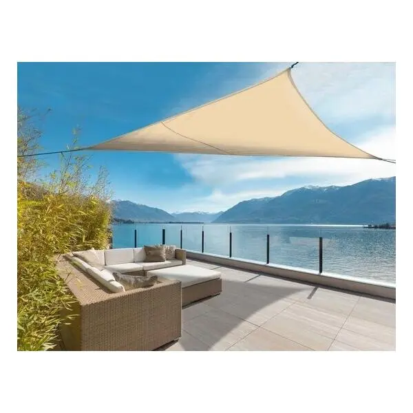 Zonnescherm Schaduwdoek Driehoek - Crèmekleur 3 Zonnescherm Schaduwdoek Driehoek - Crèmekleur